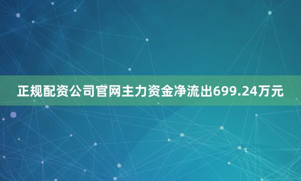 正规配资公司官网主力资金净流出699.24万元